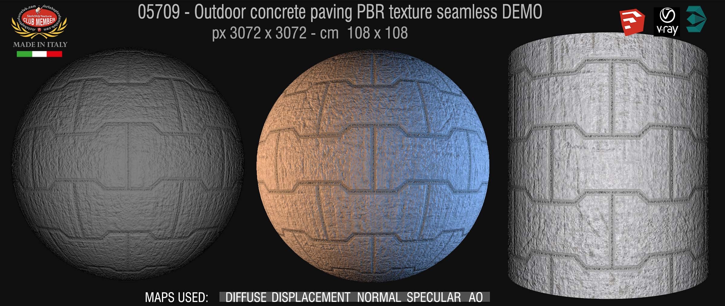 05709 Outdoor concrete Paving PBR texture seamless DEMO