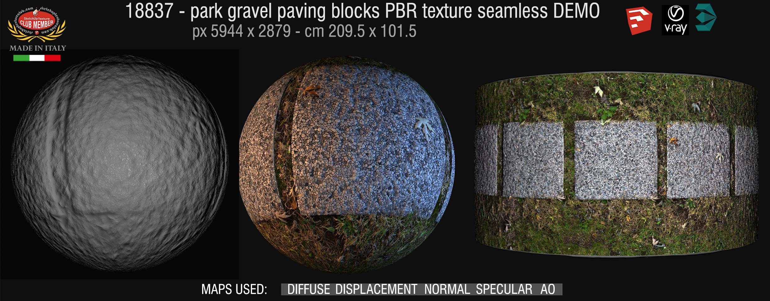 18837 park gravel paving blocks PBR texture seamless DEMO