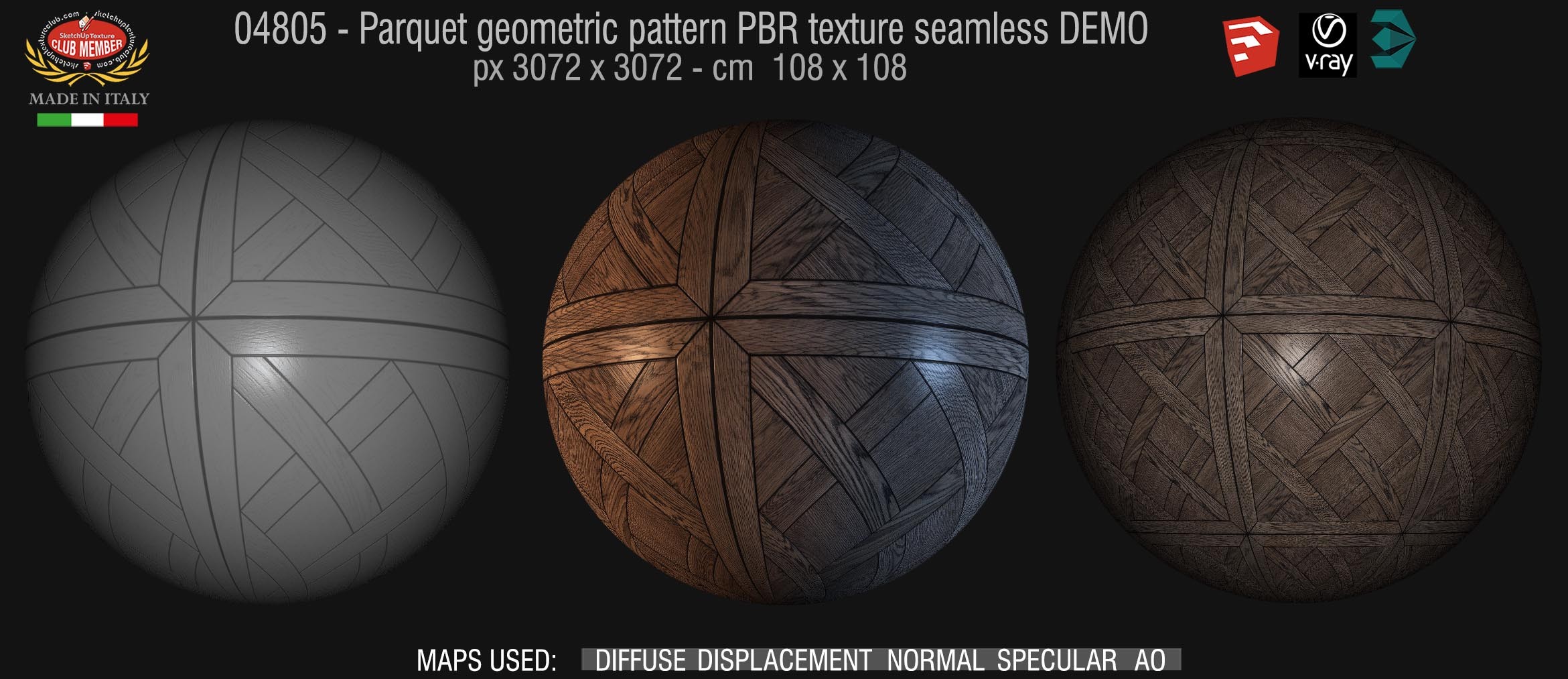 04805 Parquet geometric pattern PBR texture seamless DEMO