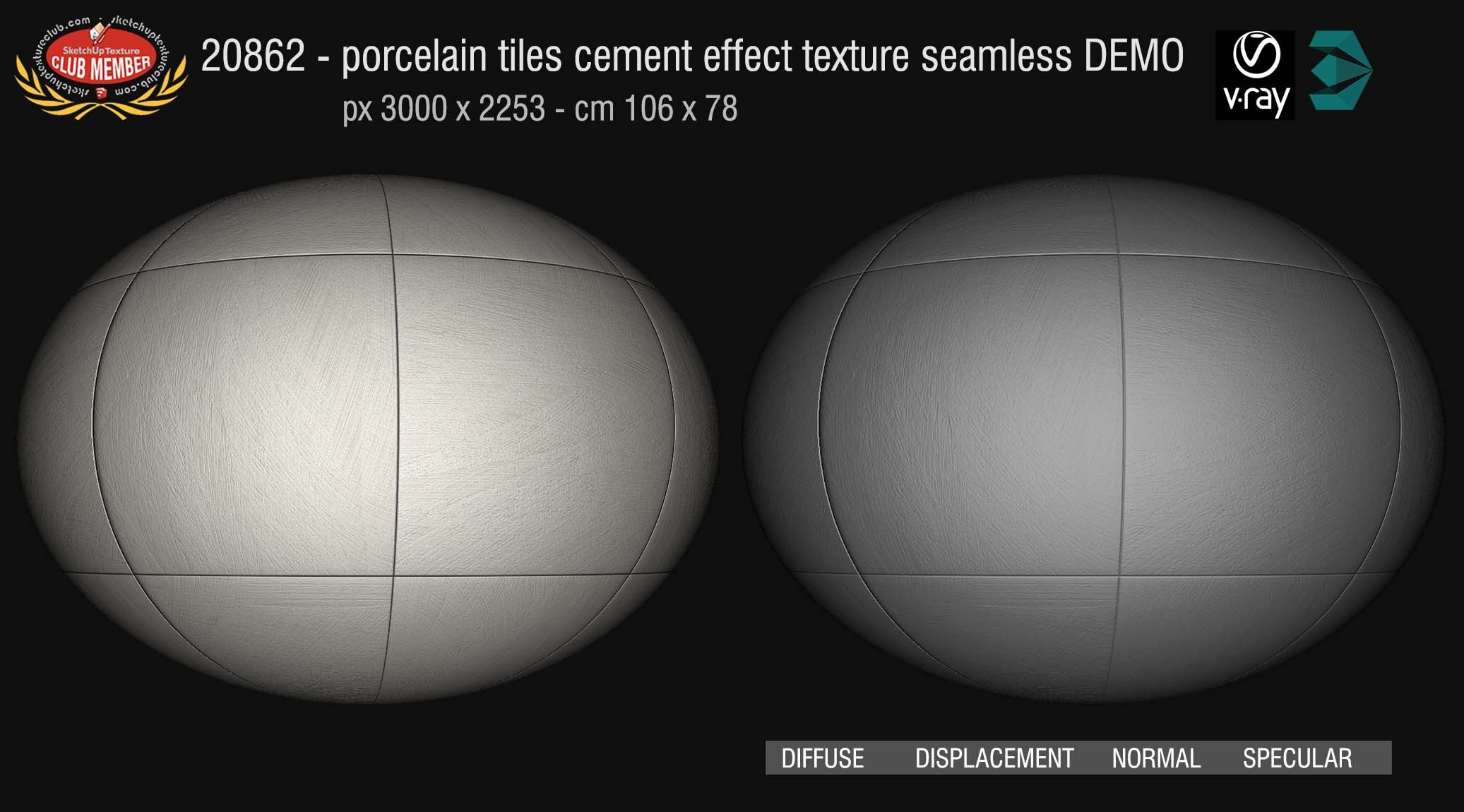 20682 HR Porcelain tiles cement effect texture seamless + maps DEMO