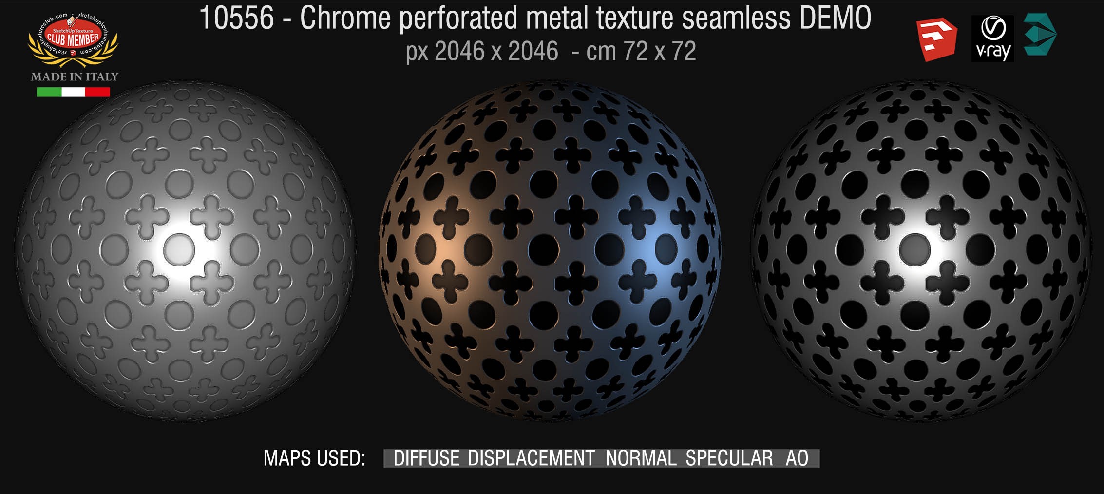 10556 HR Chrome perforated metal texture seamless + maps DEMO
