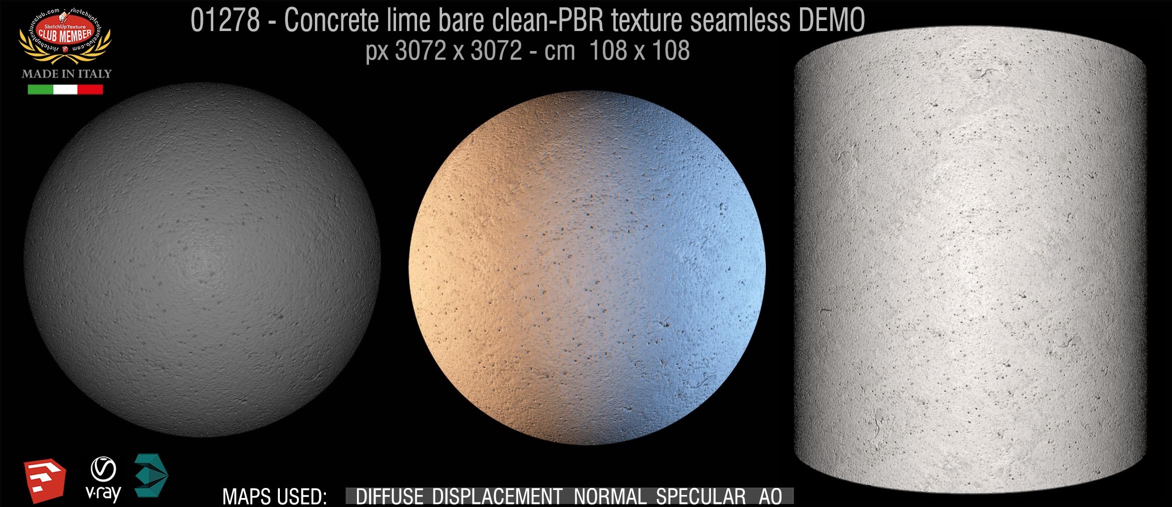 01278 Concrete lime bare clean-PBR texture seamless DEMO