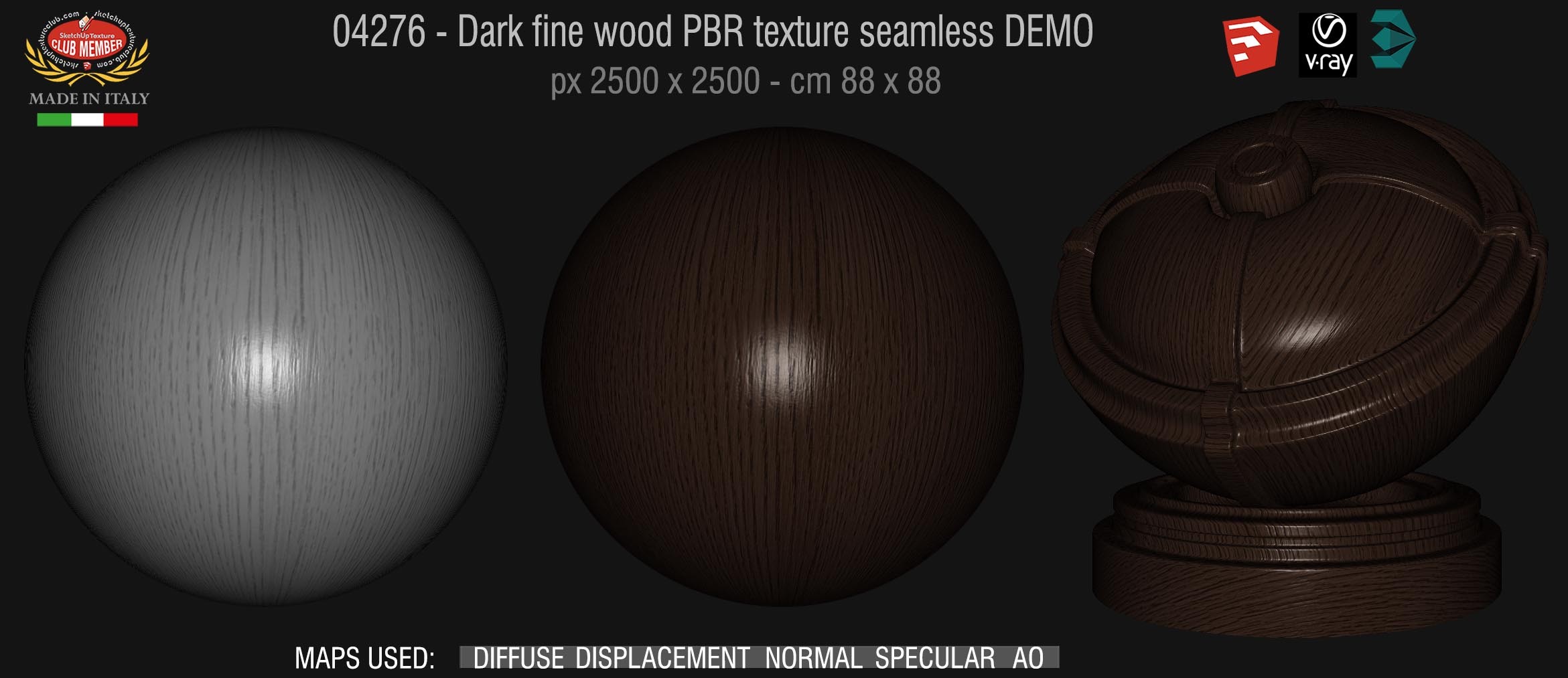 04276 Dark fine wood PBR texture seamless DEMO