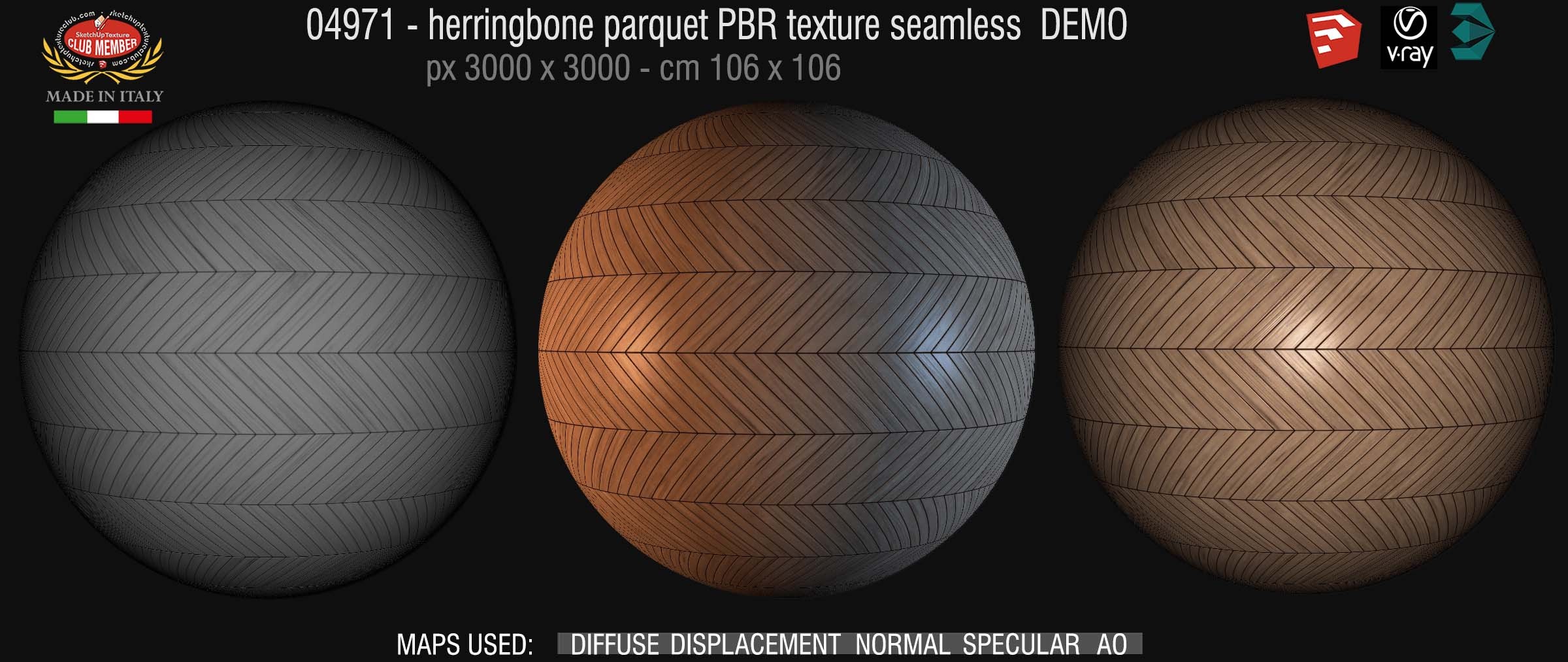 04971 Herringbone parquet PBR texture seamless DEMO