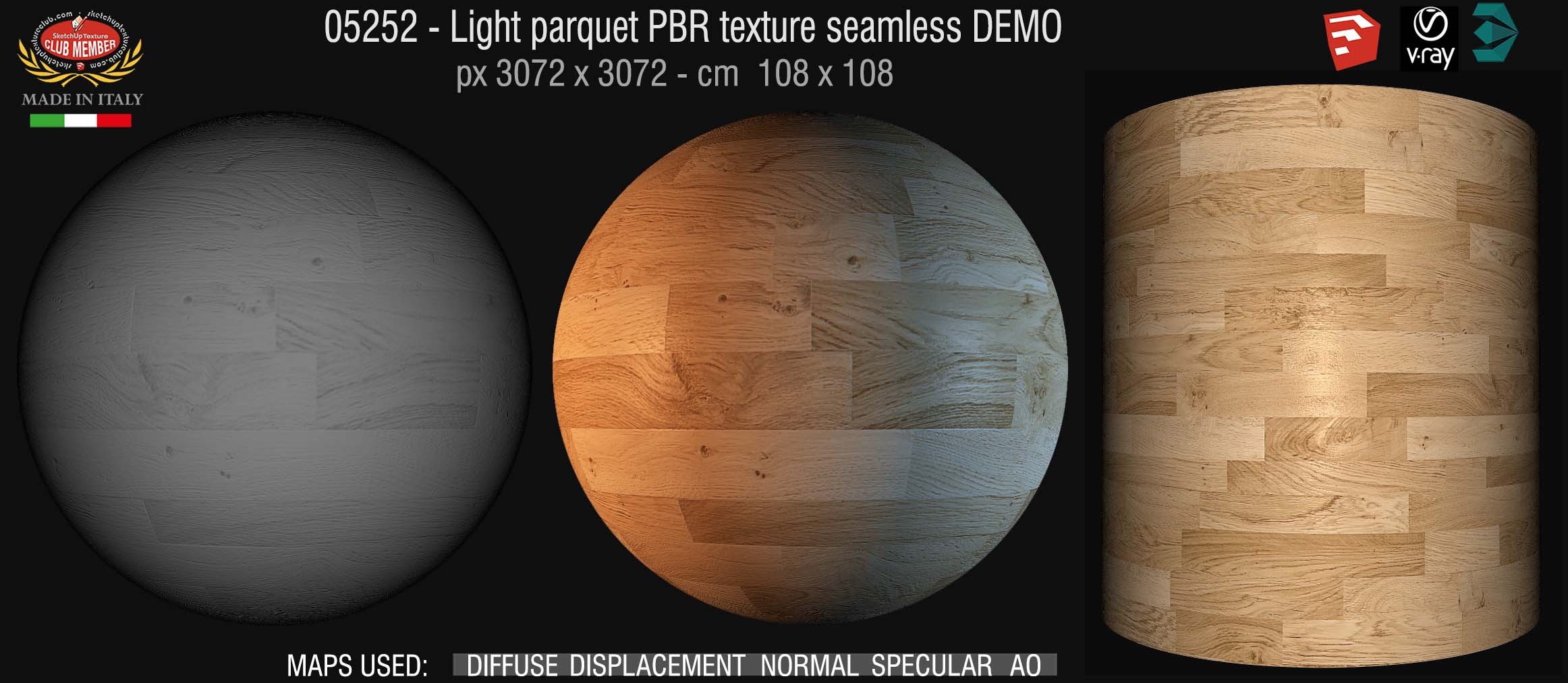 05252 Light parquet PBR texture seamless DEMO