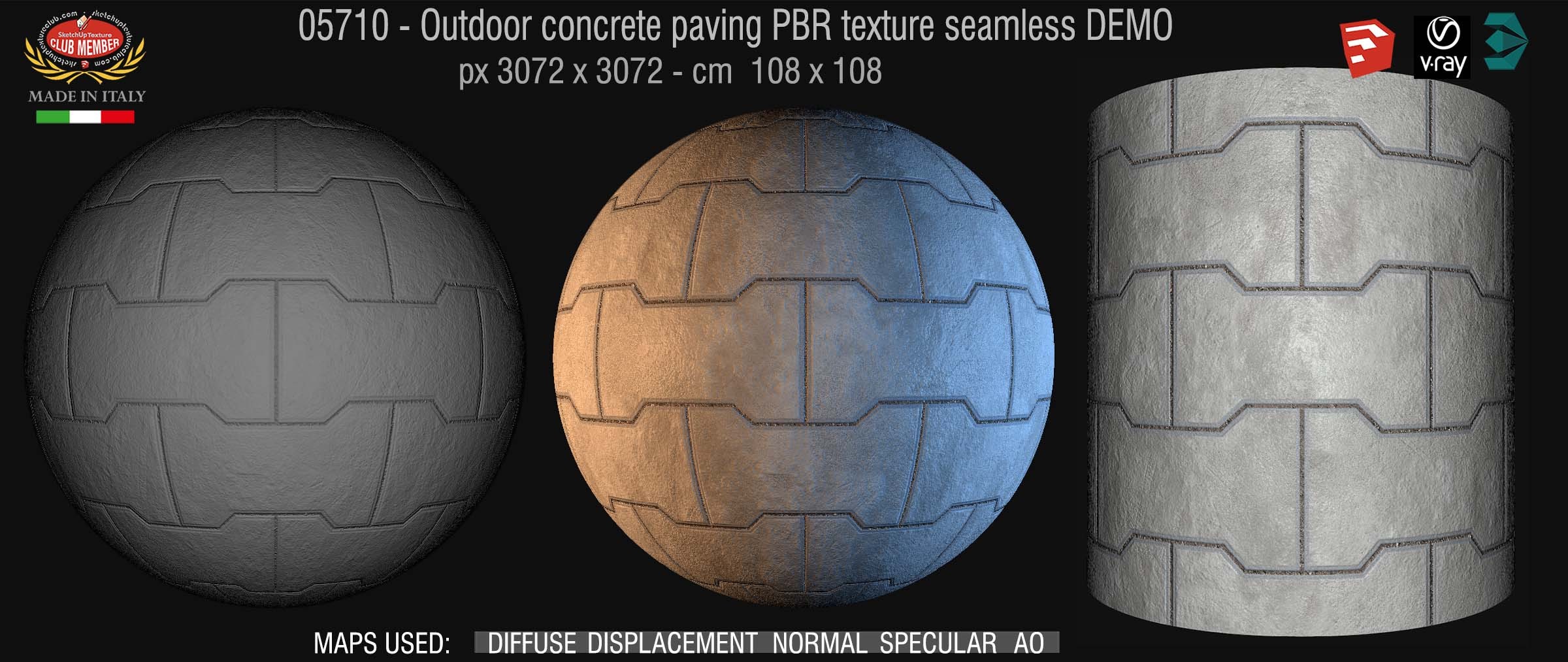 05710 Outdoor concrete paving PBR texture seamless DEMO