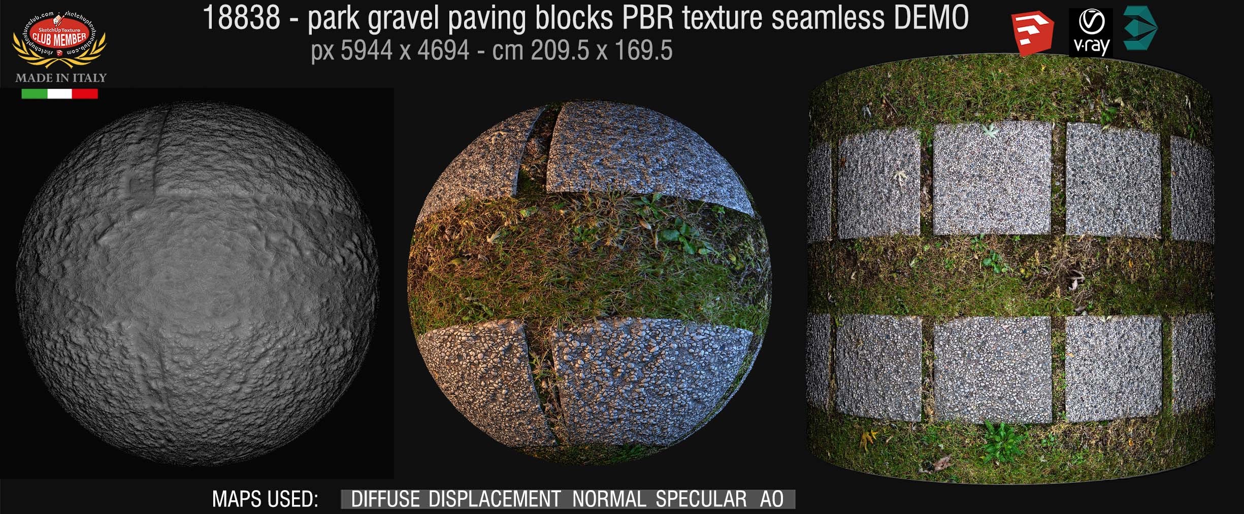 18838 park gravel paving blocks PBR texture seamless DEMO