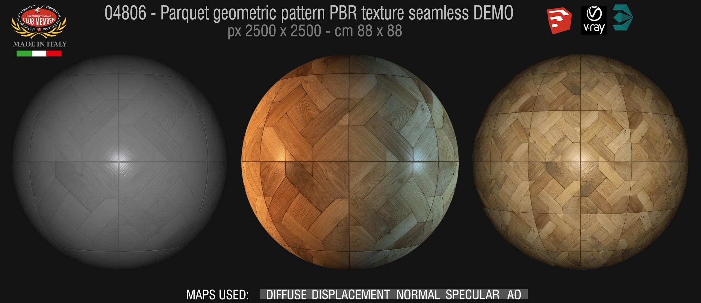04806 Parquet geometric pattern PBR texture seamless DEMO