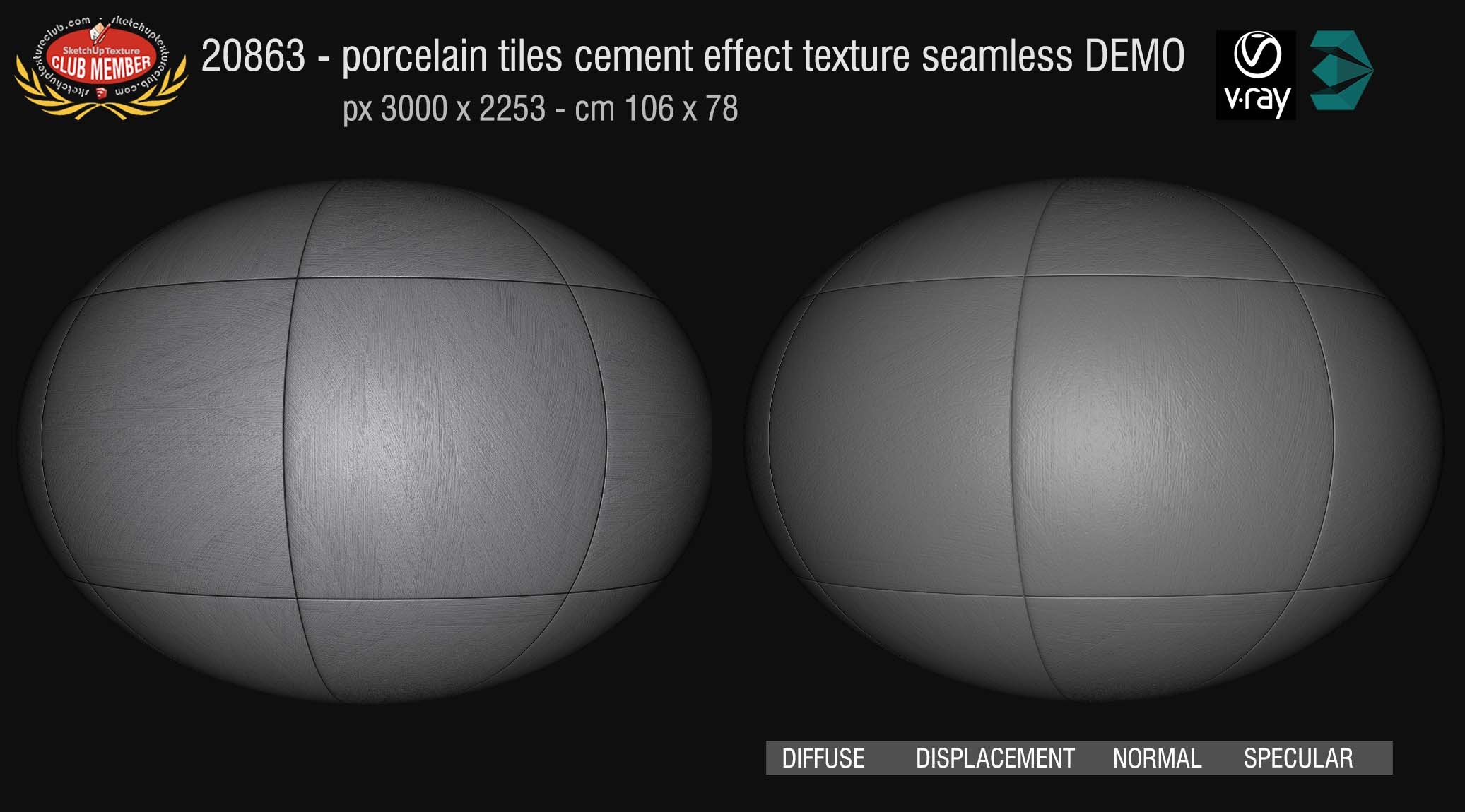20863 HR Porcelain tiles cement effect texture seamless + maps DEMO