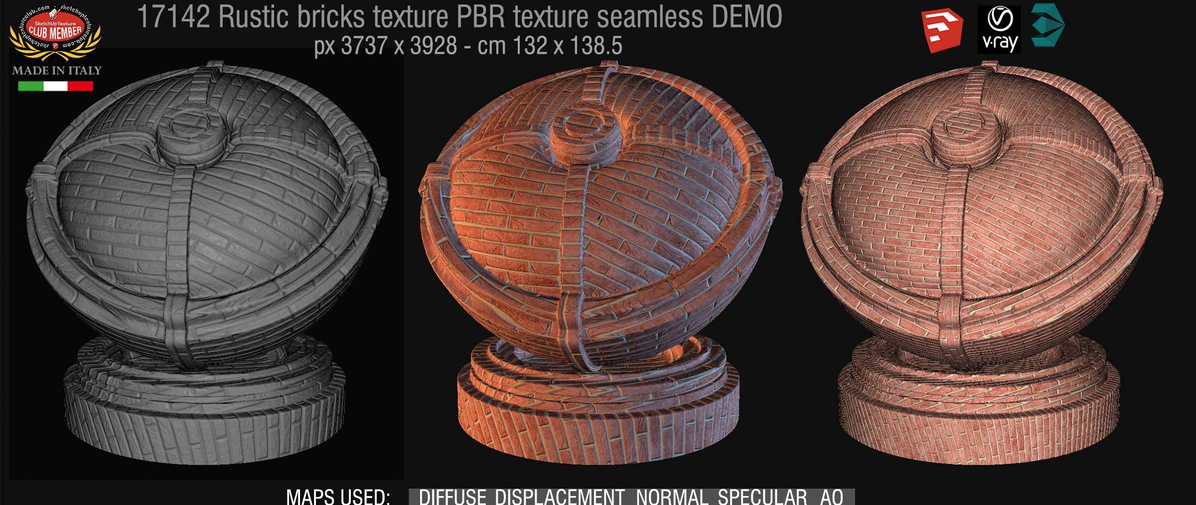 17142 Rustic bricks PBR texture seamless DEMO