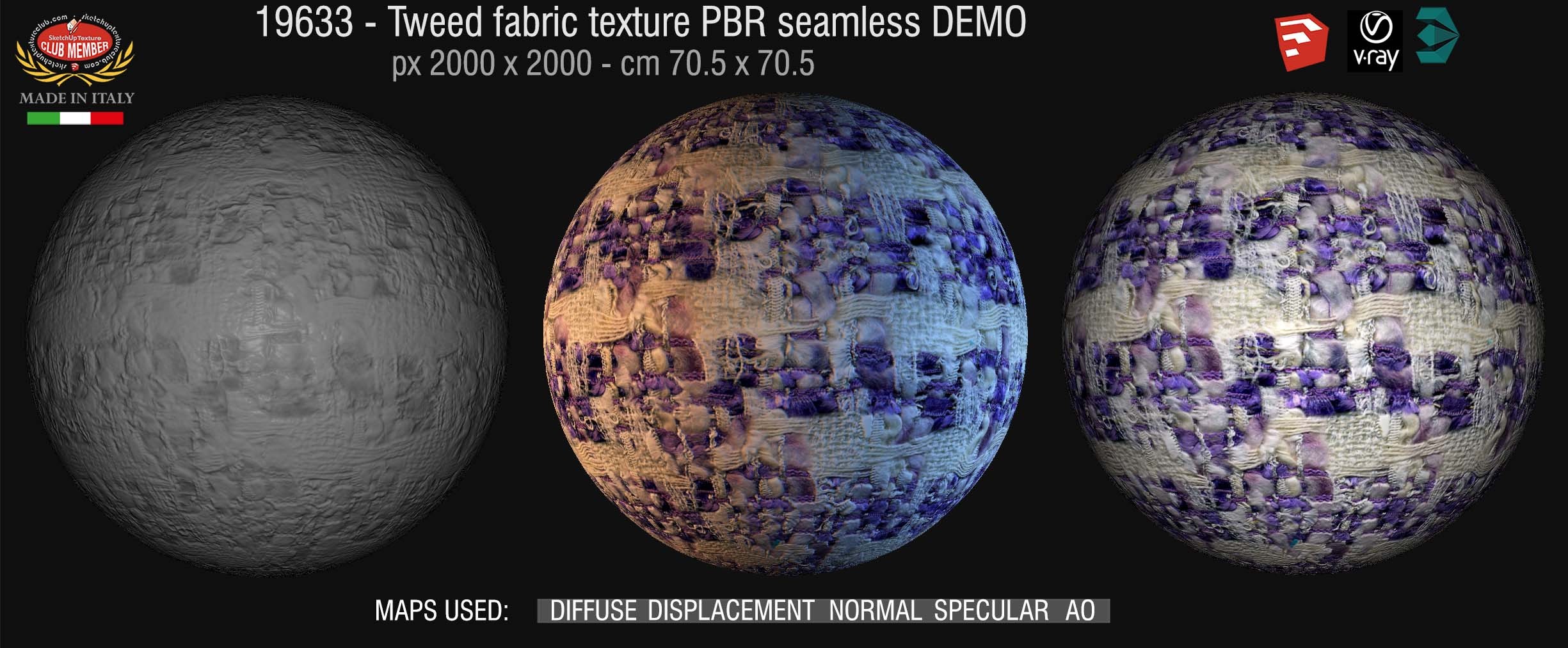 19633 Tweed fabric PBR texture seamless DEMO