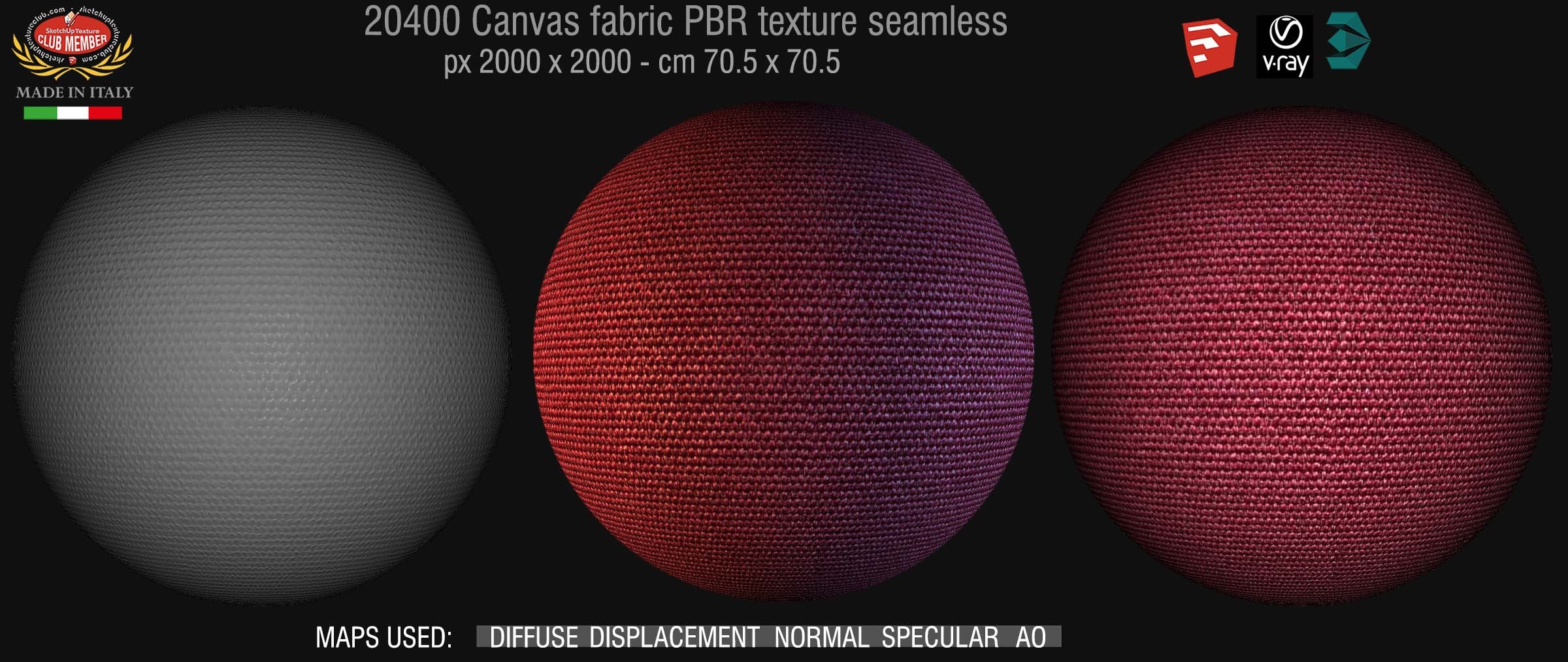 20400 Canvas fabric PBR texture seamless DEMO