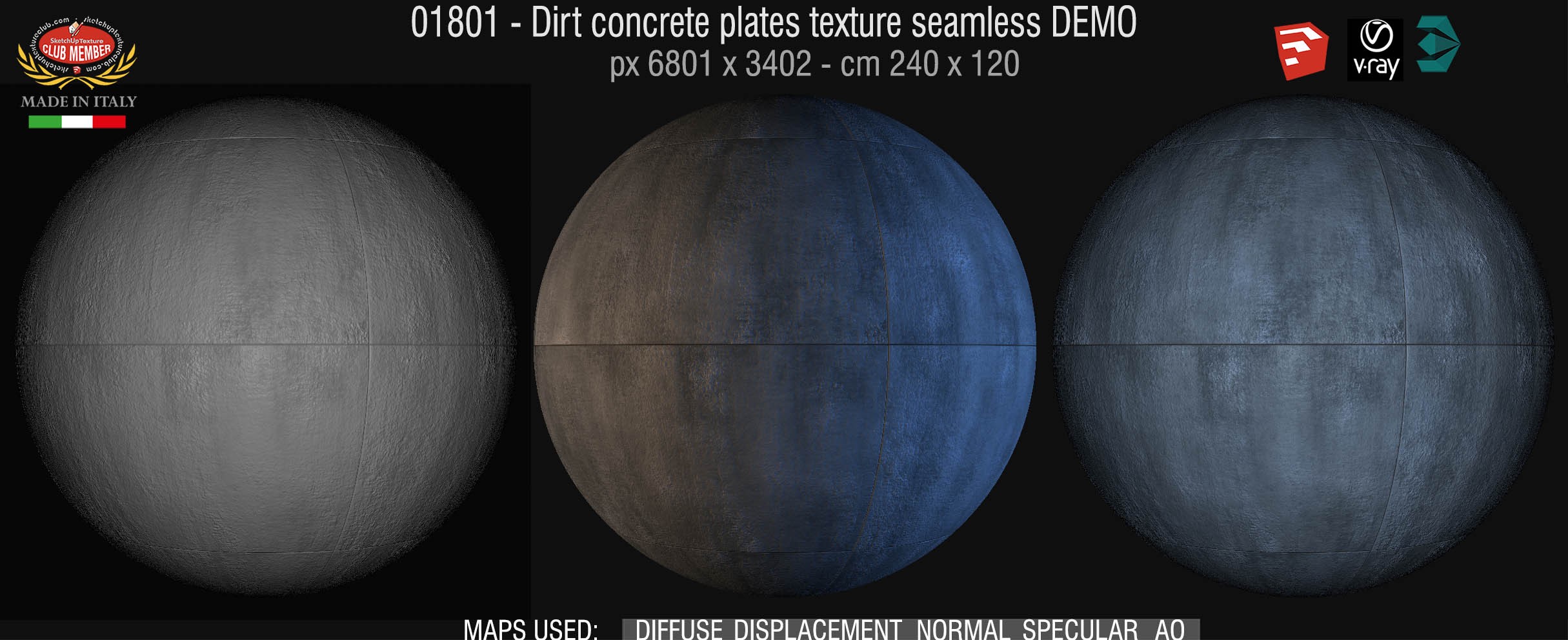 01801 Concrete dirt plates wall texture seamless + maps DEMO