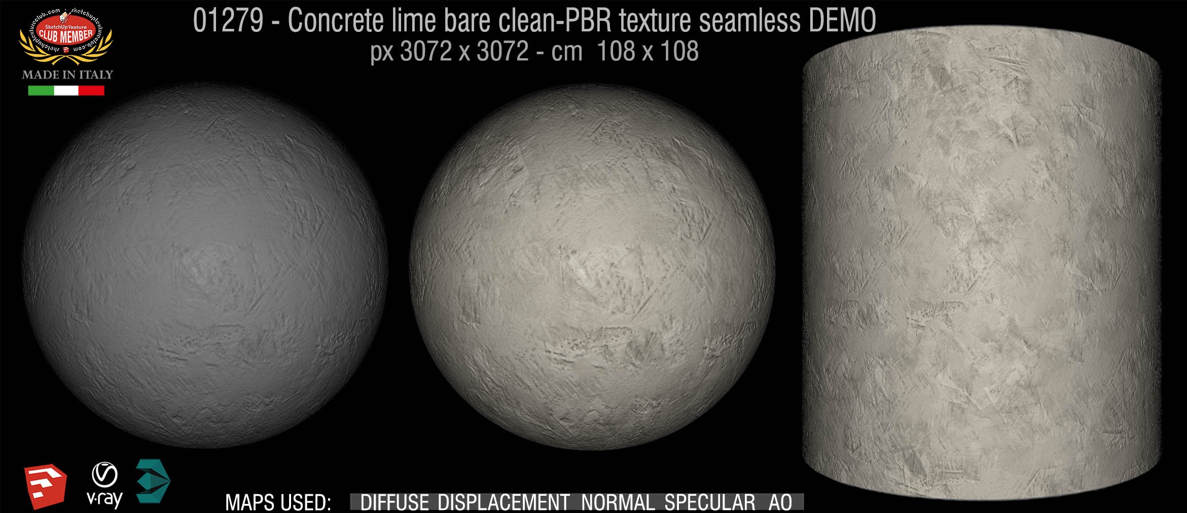 01279 Concrete lime bare clean-PBR texture seamless DEMO