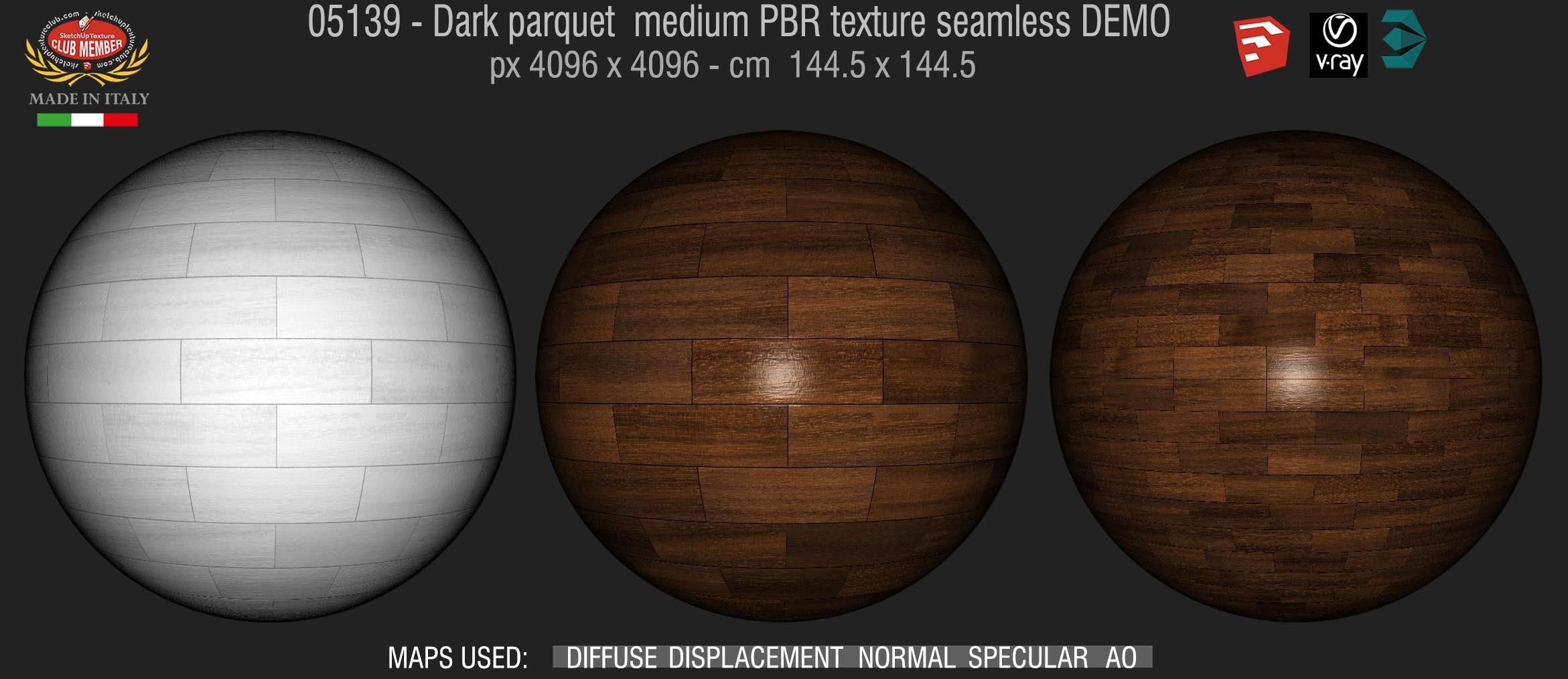 05139 Dark parquet PBR texture seamless DEMO
