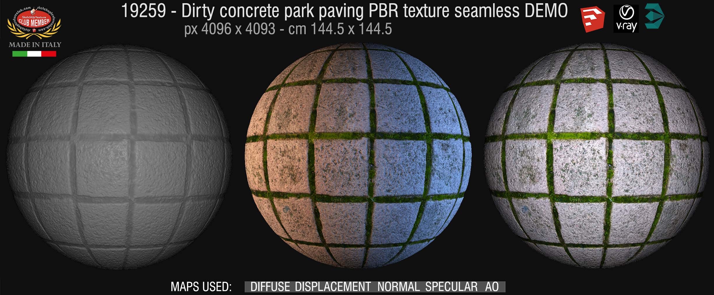 19259 dirty concrete park paving PBR texture seamless DEMO