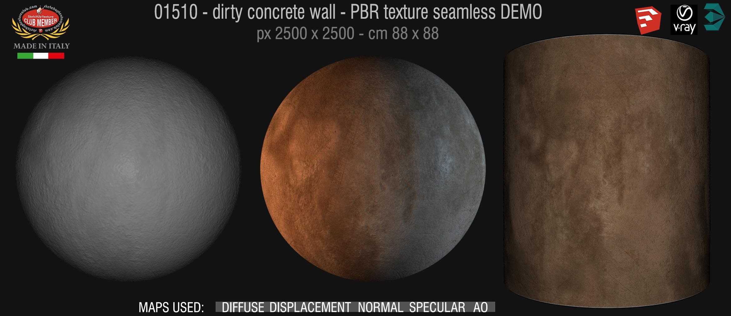 01510 Concrete bare dirty wall PBR texture seamless DEMO