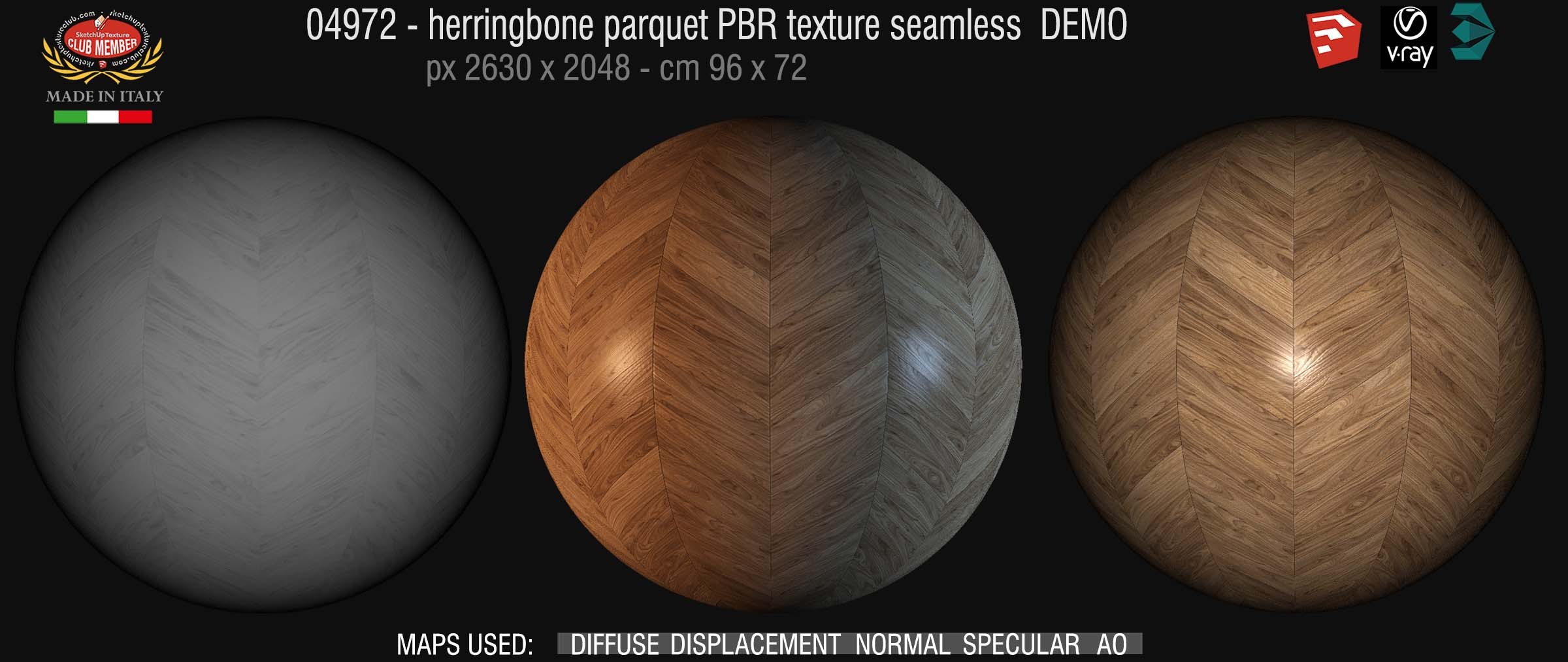 04972 Herringbone parquet PBR texture seamless DEMO