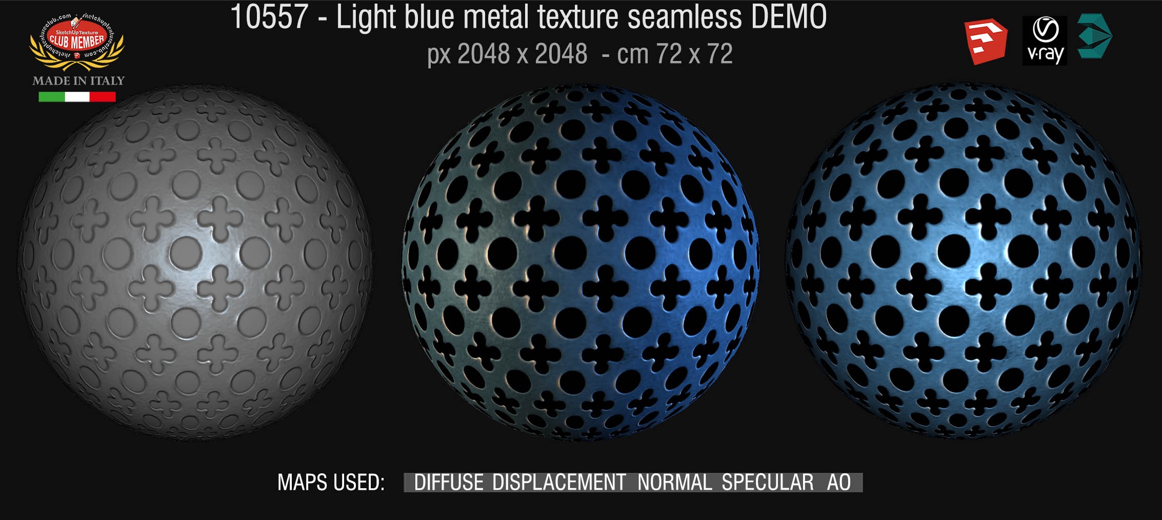 10557 HR Light blue perforated metal texture seamless + maps DEMO
