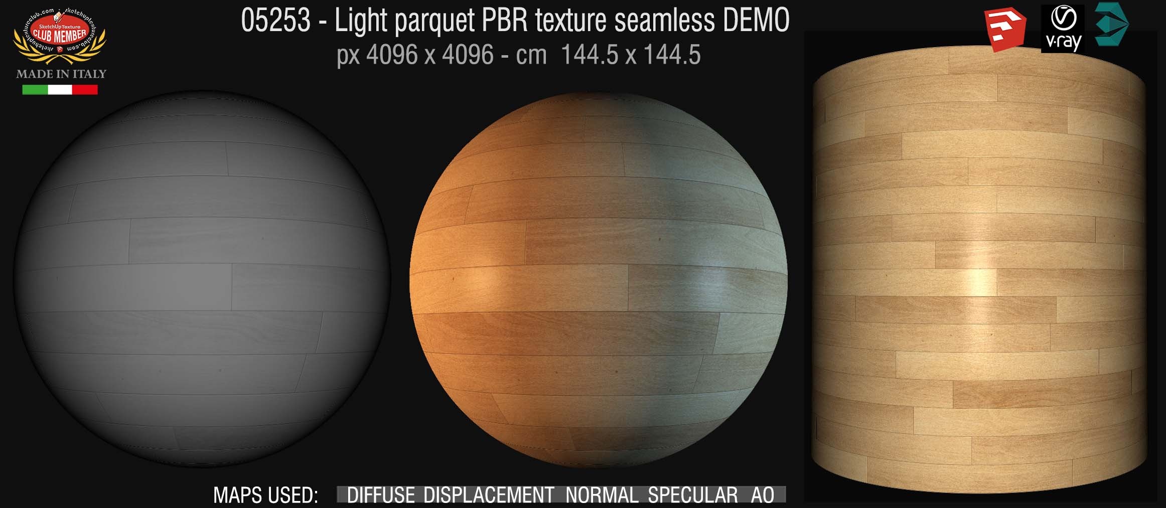 05253 Light parquet PBR texture seamless DEMO