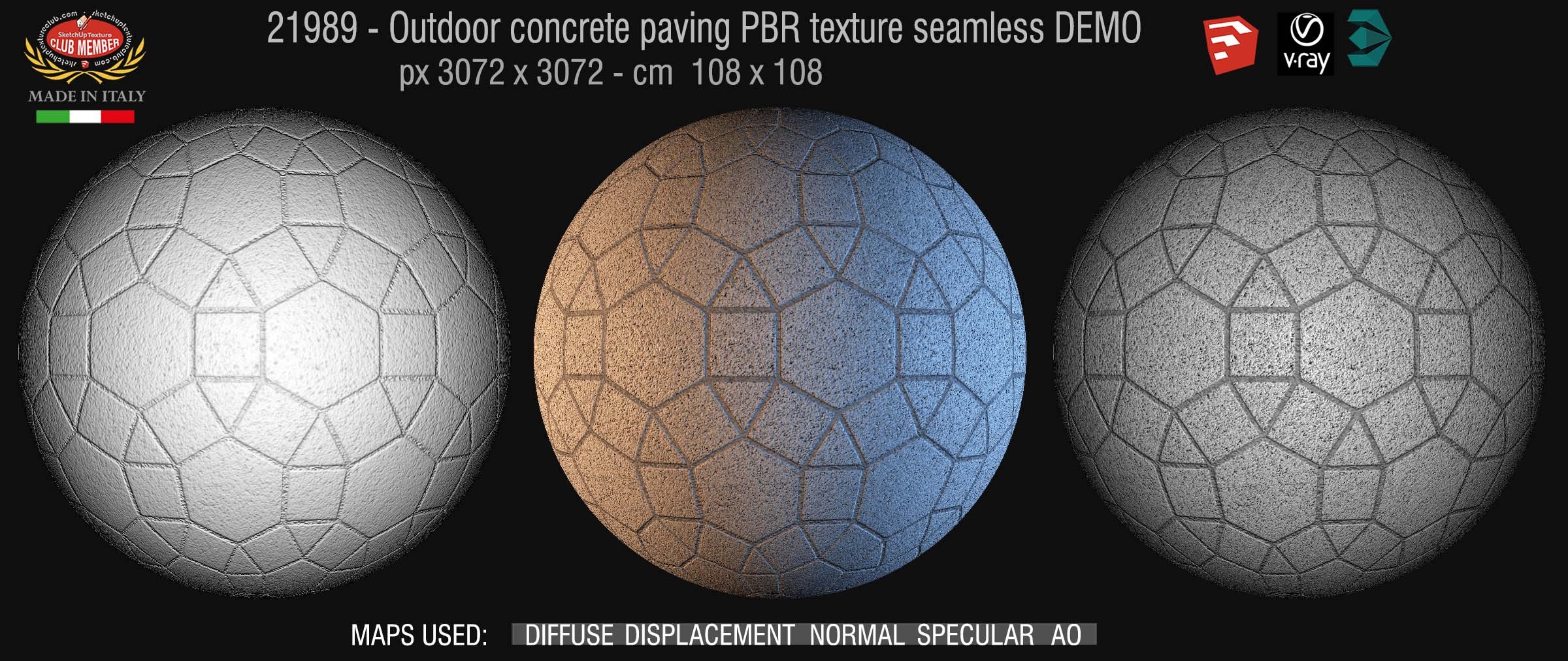 21989 Outdoor concrete paving mixed sixe PBR texture seamless DEMO