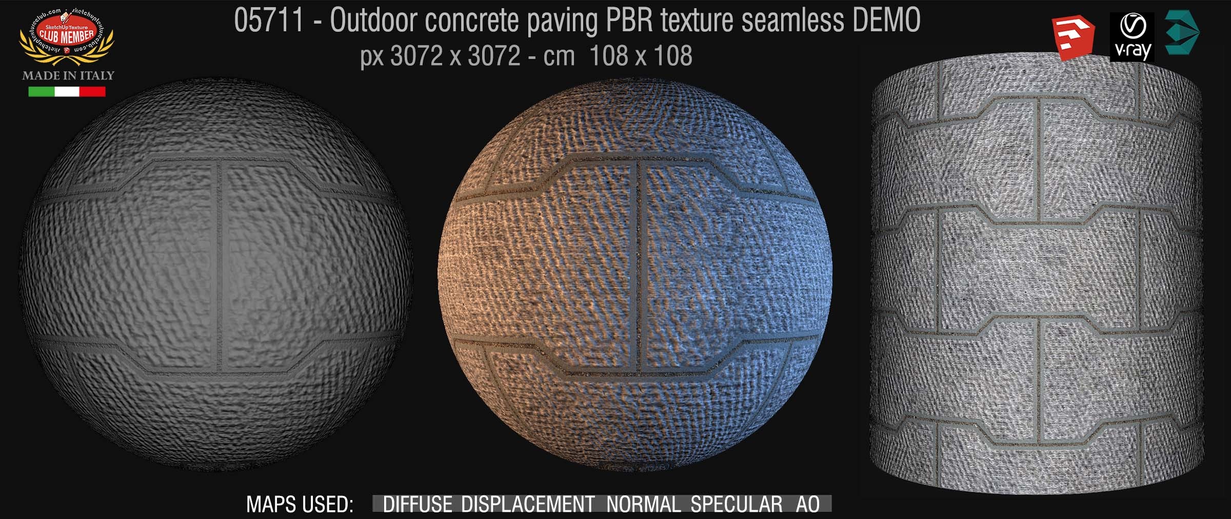 05711 Outdoor concrete paving PBR texture seamless DEMO