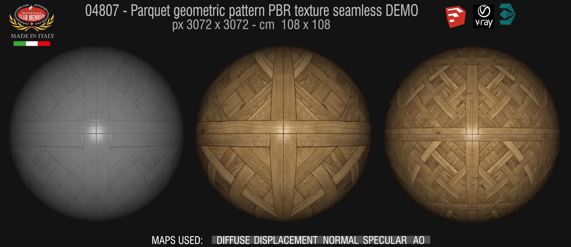 04807 Parquet geometric pattern PBR texture seamless DEMO