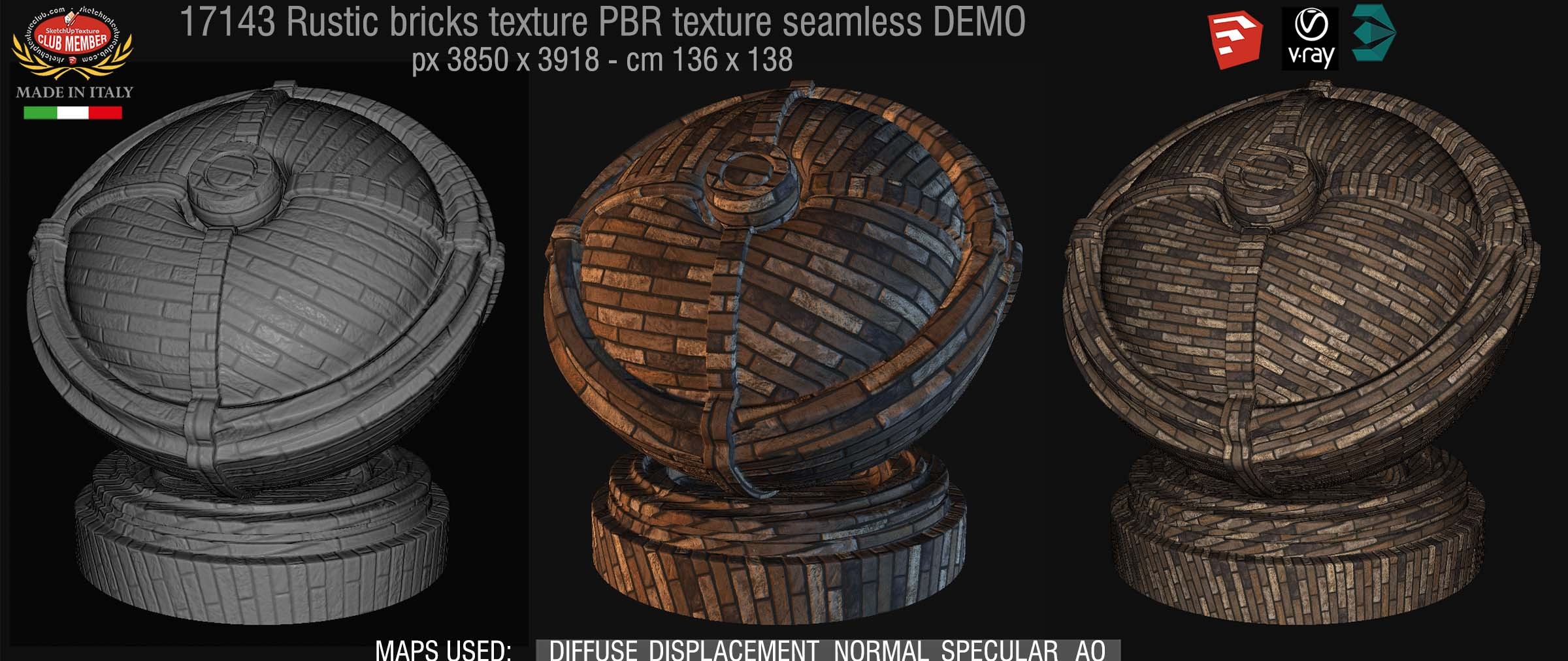 17143 Rustic bricks PBR texture seamless DEMO