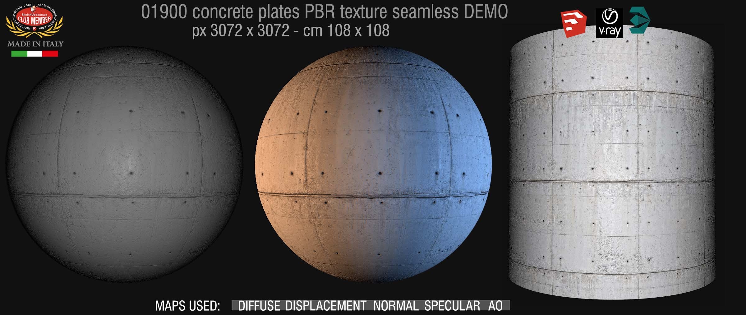 01900 Tadao ando concrete dirty plates PBR seamless texture DEMO