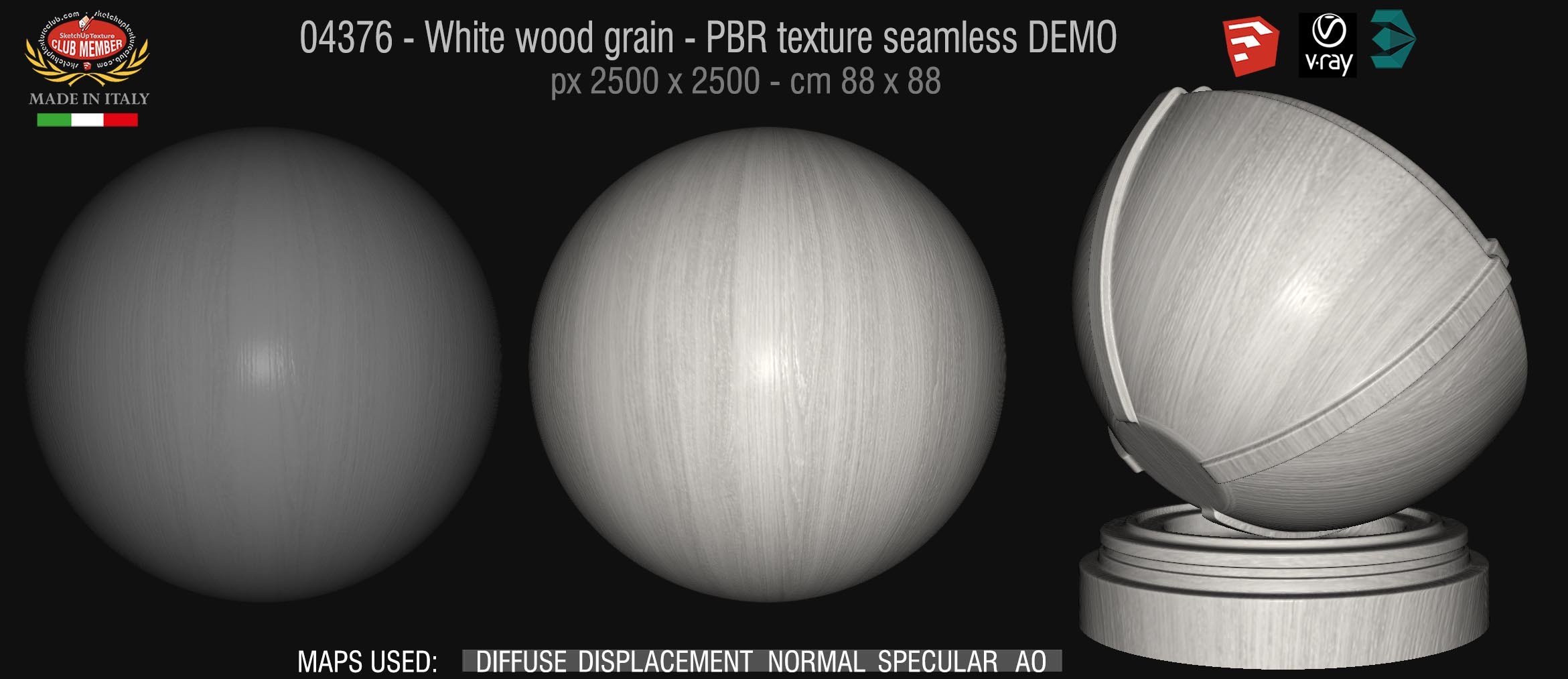 04376 White wood grain - PBR texture seamless DEMO