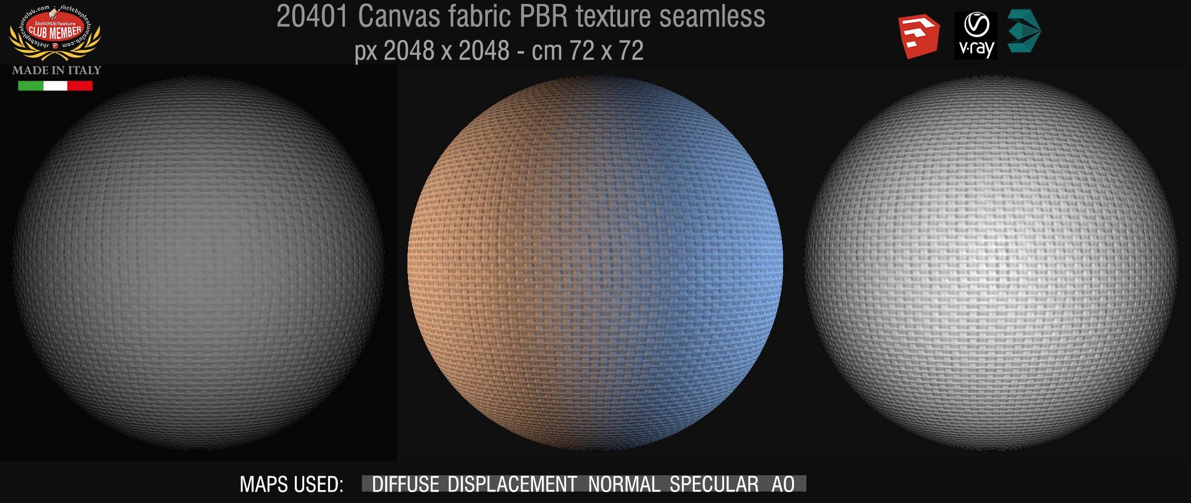 20401 Canvas fabric PBR texture seamless DEMO