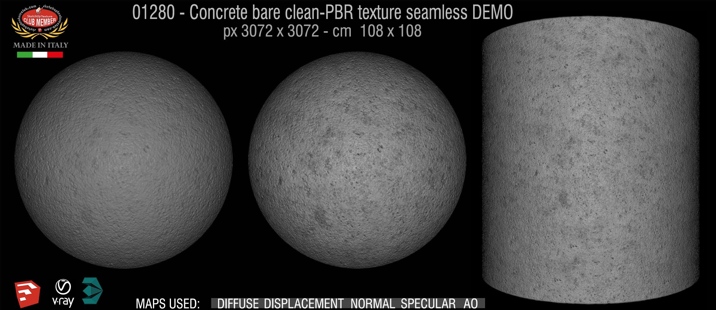 01280 Concrete bare clean-PBR texture seamless DEMO