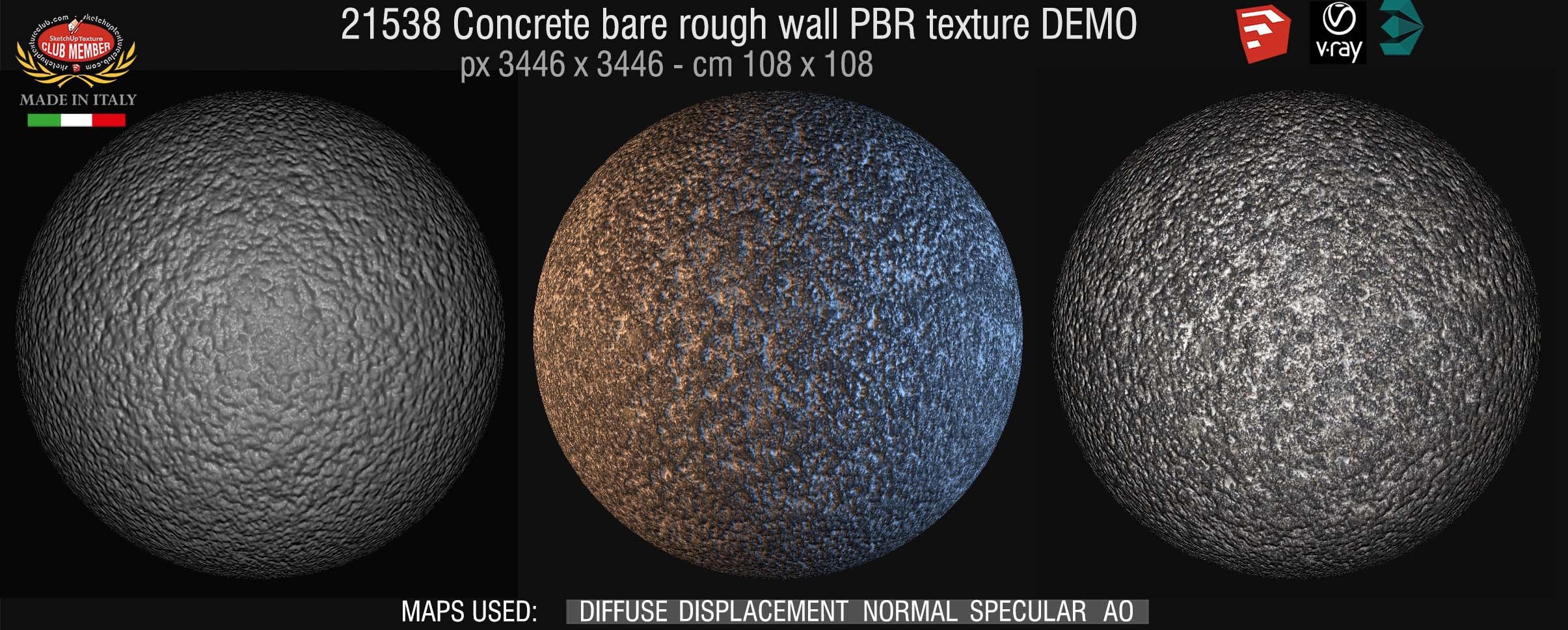 21538 Concrete bare rough wall PBR texture seamless DEMO