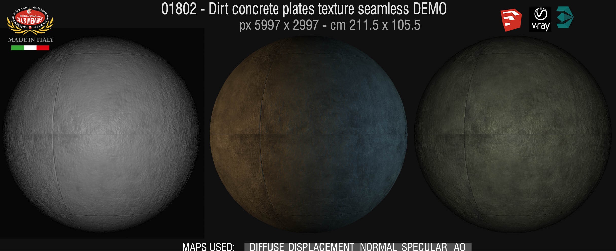 01802 Concrete dirt plates wall texture seamless + maps DEMO