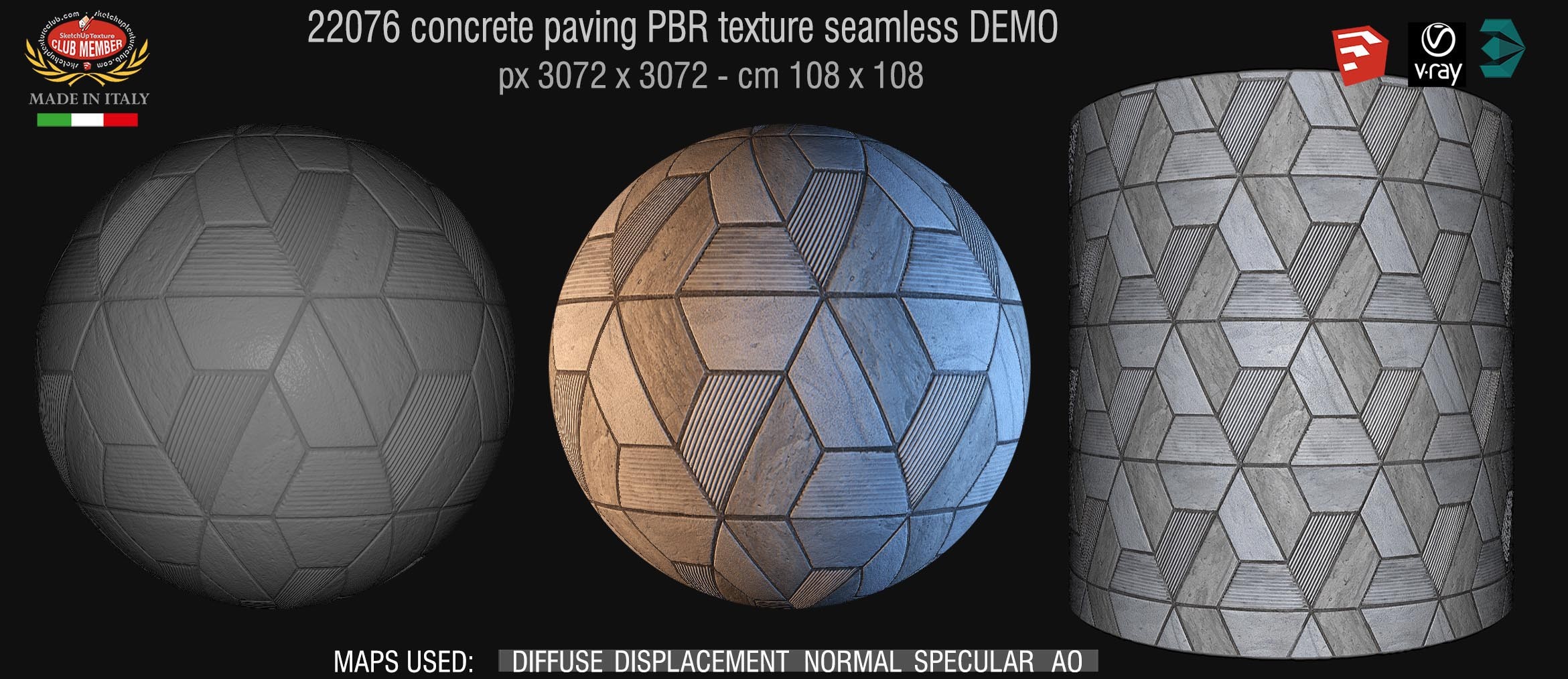 Concrete paving PBR texture seamless 22076