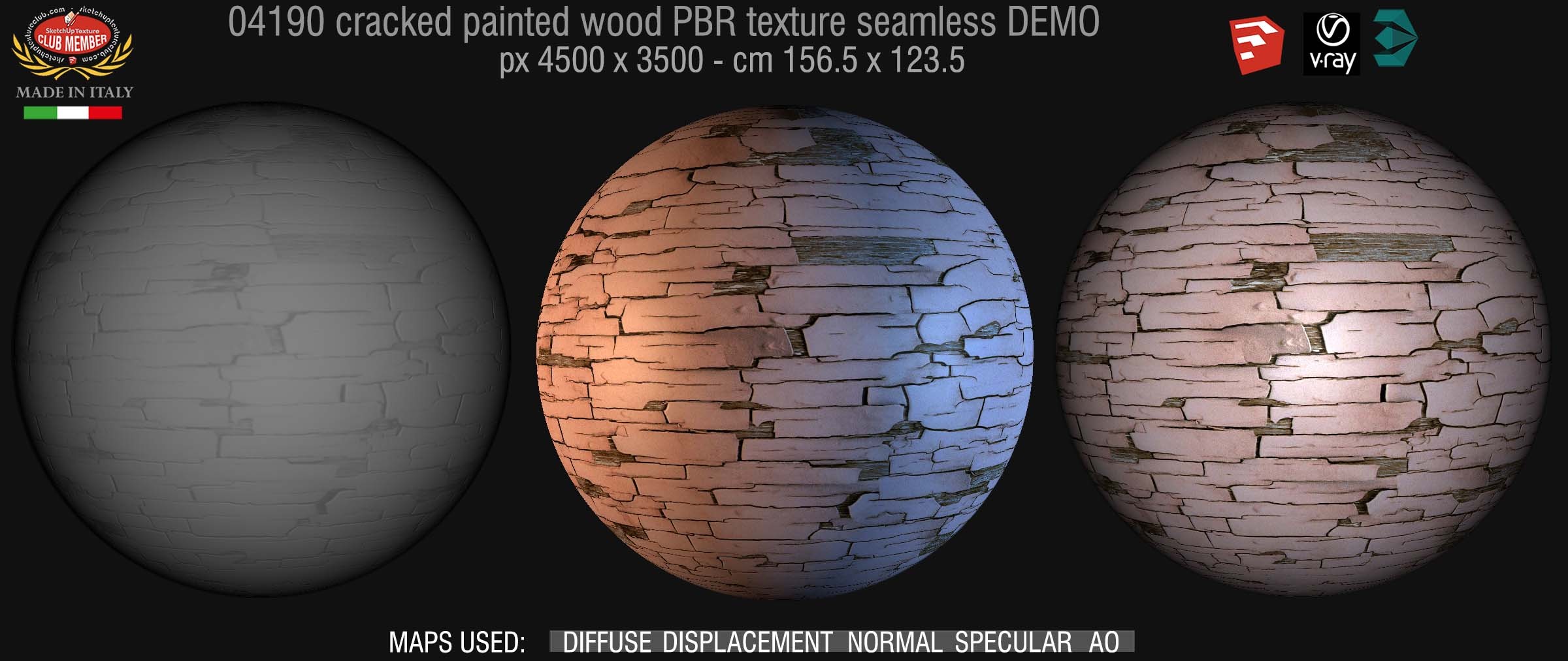 04190 cracked painted wood PBR texture seamless DEMO