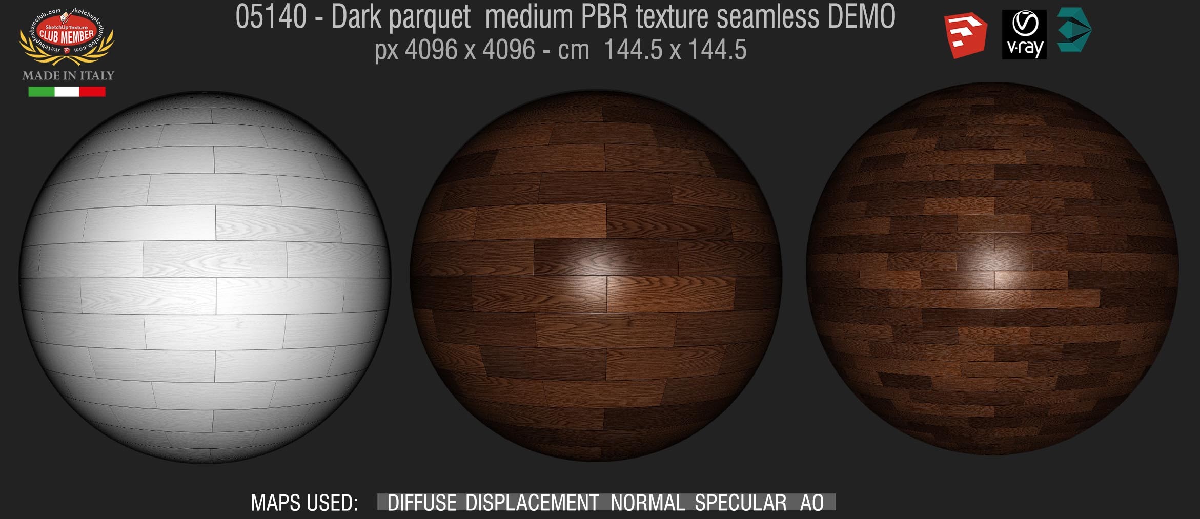 05140 Dark parquet PBR texture seamless DEMO