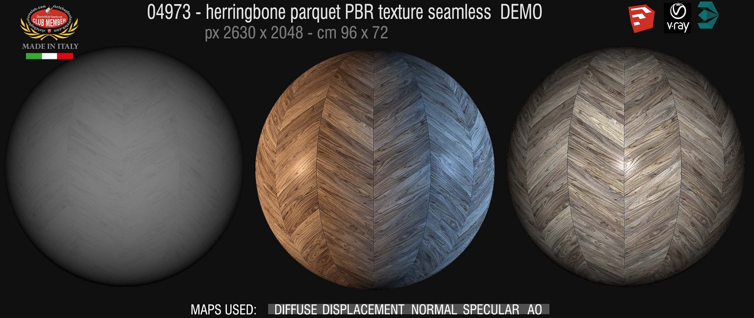 04973 Herringbone parquet PBR texture seamless DEMO
