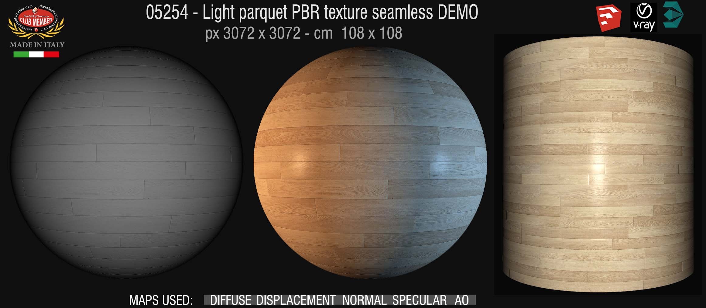 05254 Light parquet PBR texture seamless DEMO