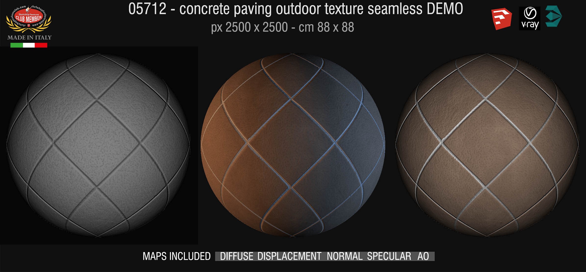 05712 HR Paving outdoor concrete regular block texture + maps DEMO