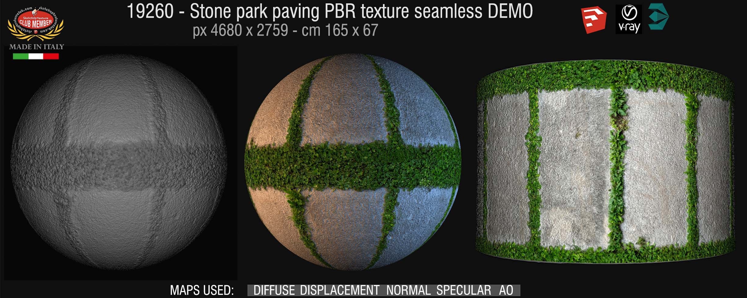 19260 Stone park paving PBR texture seamless
