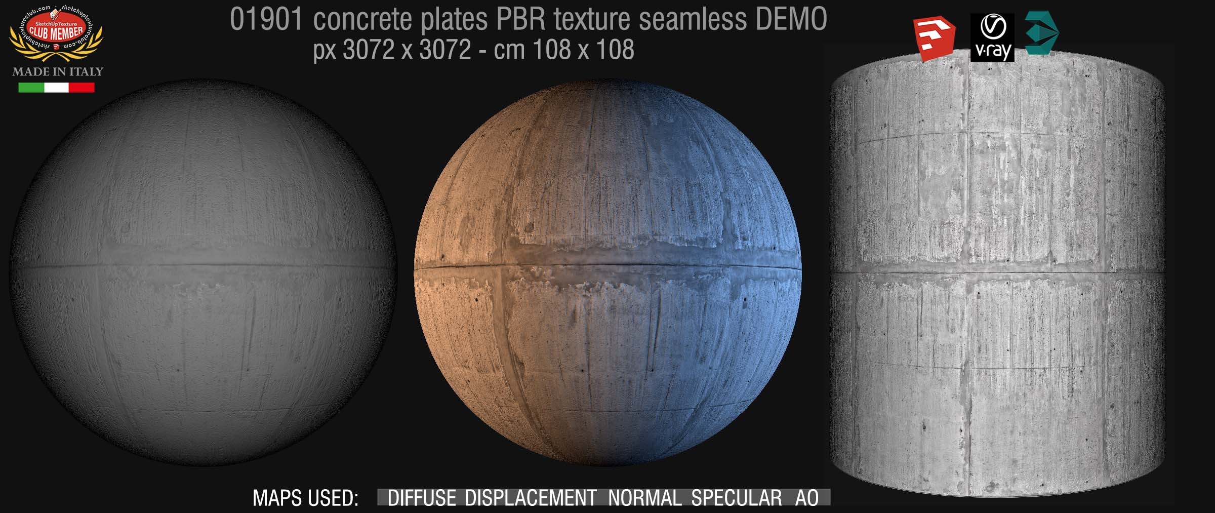 01901 Tadao ando concrete dirty plates PBR seamless texture DEMO