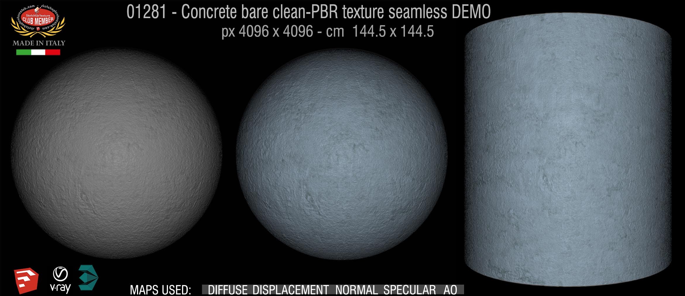 01281 Concrete bare clean-PBR texture seamless DEMO