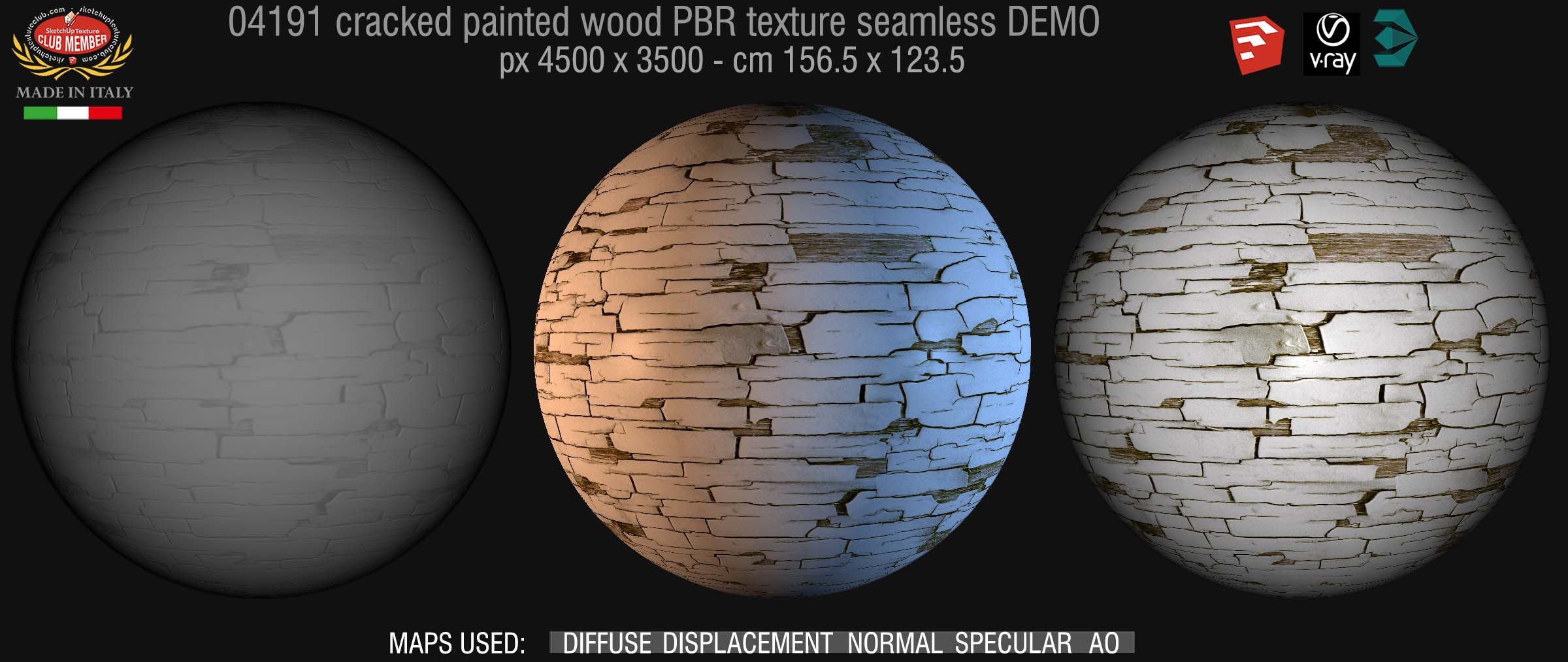 04191 cracked painted wood PBR texture seamless DEMO