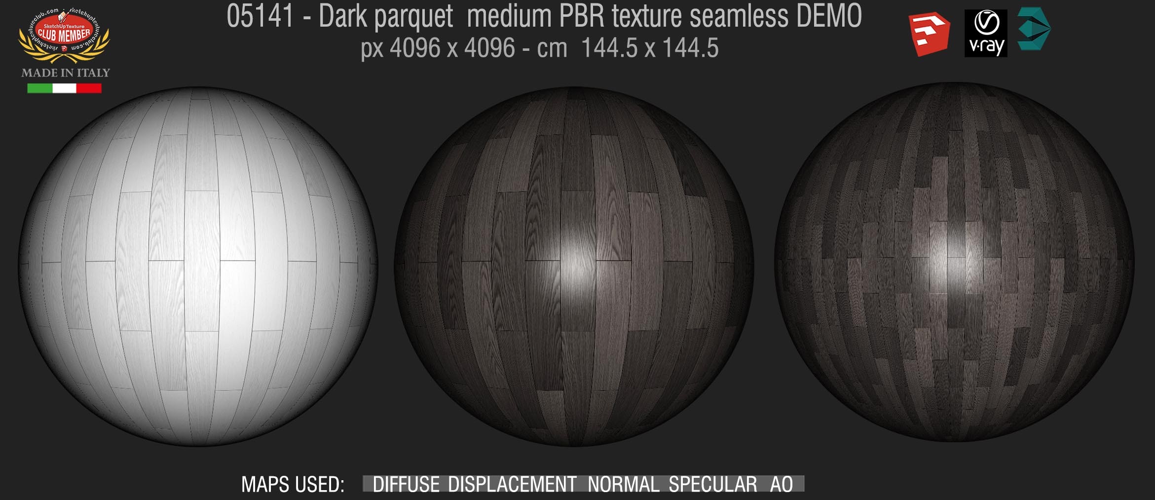 05141 Dark parquet PBR texture seamless DEMO