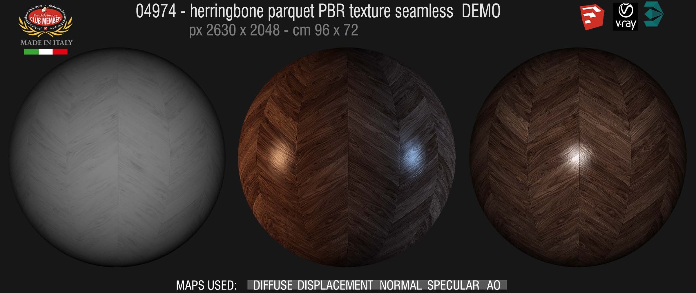 04974 Herringbone parquet PBR texture seamless DEMO