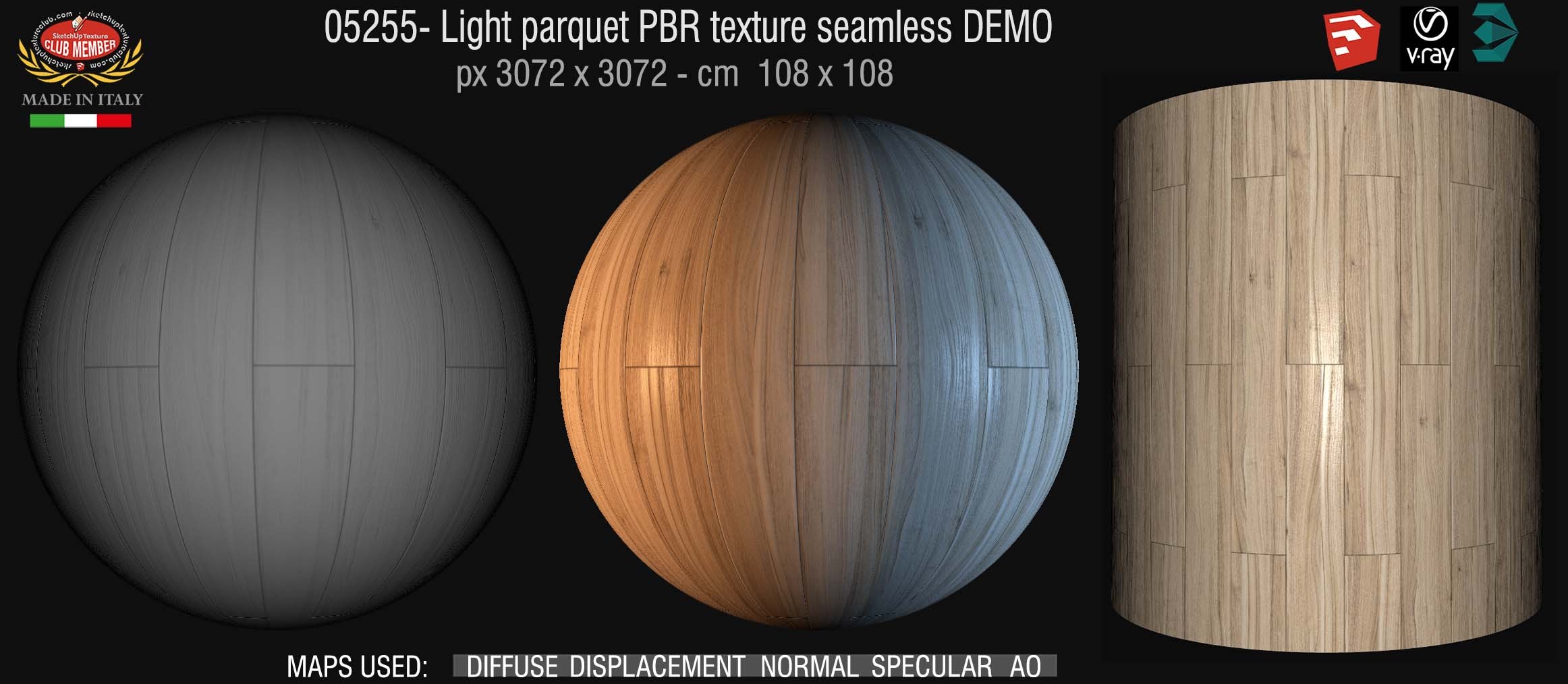 05255 Light parquet PBR texture seamless DEMO