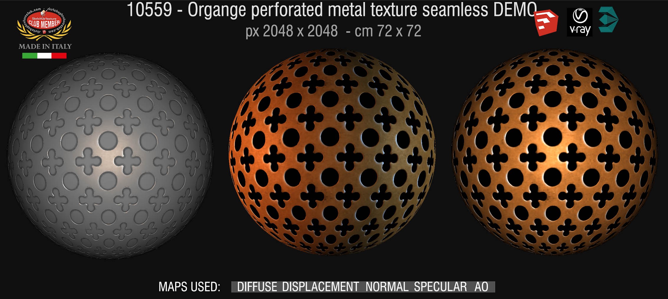 10559 HR Orange perforated metal texture seamless + maps DEMO