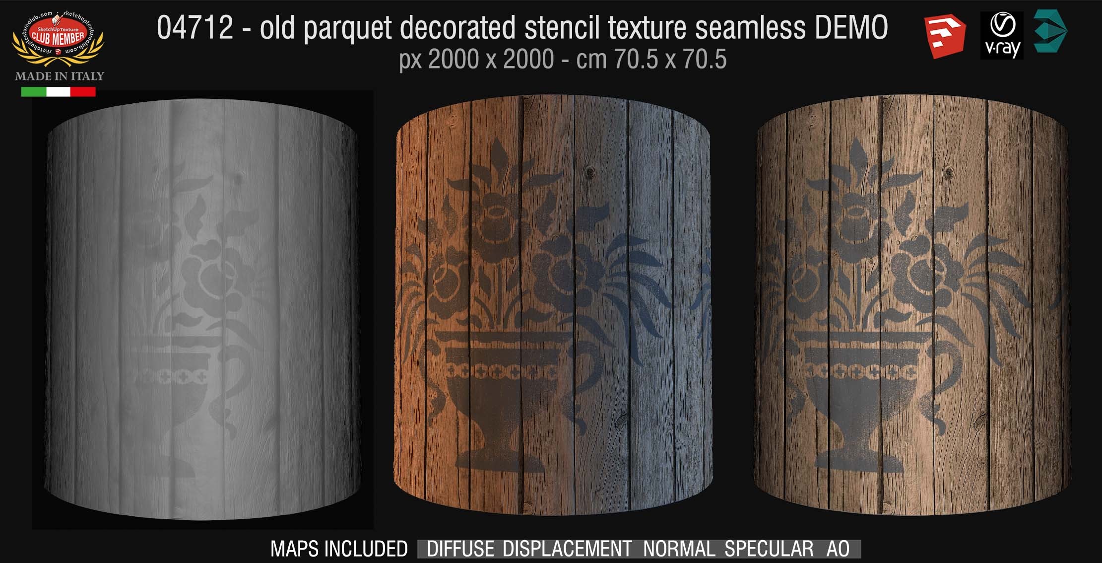 04712 HR Parquet decorated stencil texture seamless + maps DEMO
