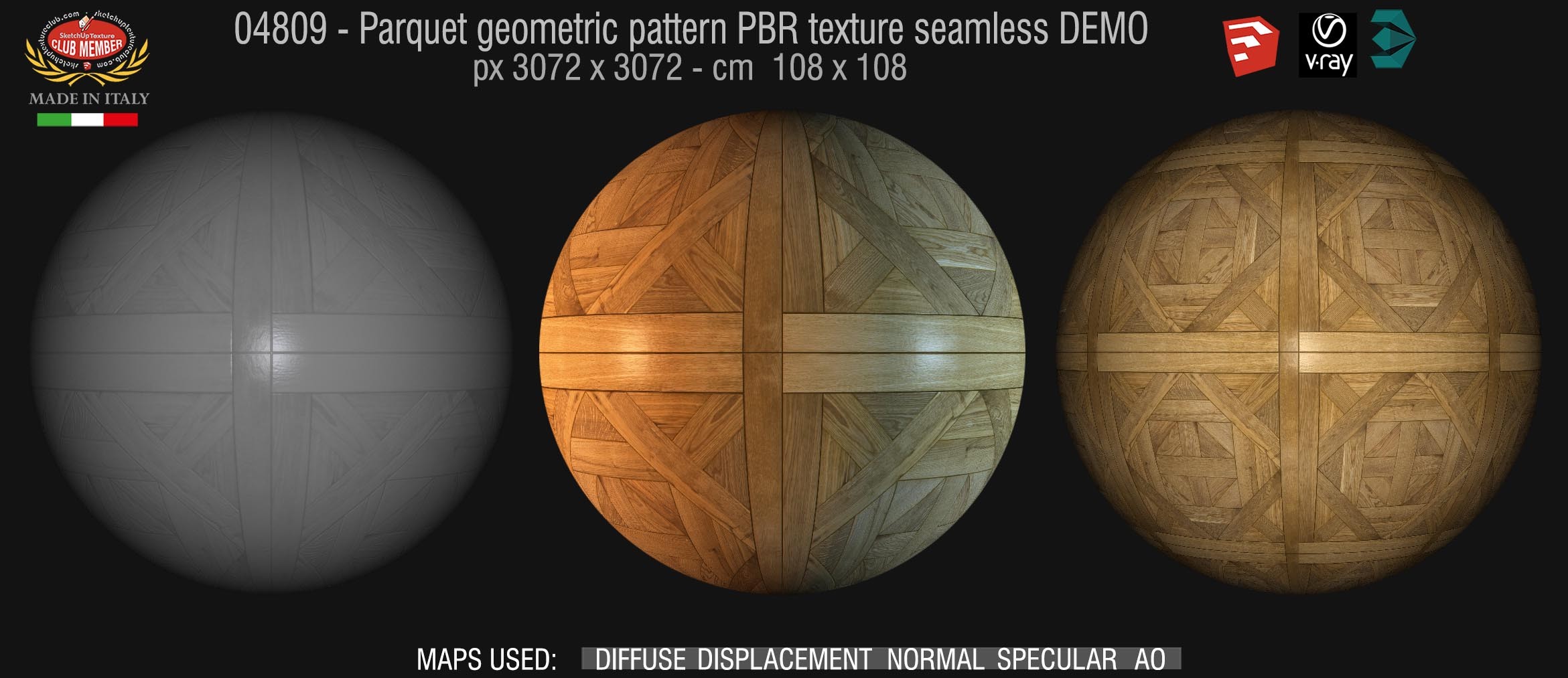 04809 Parquet geometric pattern PBR texture seamless DEMO